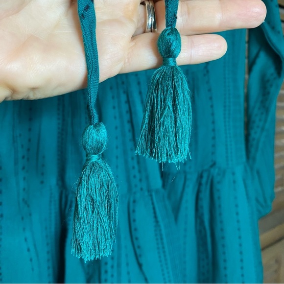 Crown & Ivy forest green,boho,poet sleeve, loose,flowy,layered ruffle skirtSZ-PM - Picture 10 of 10